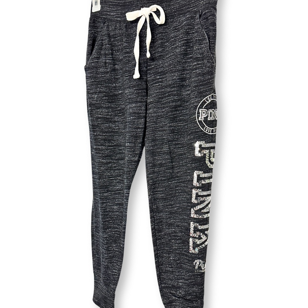 PINK Victoria's Secret Heathered Black Sequin Jogger